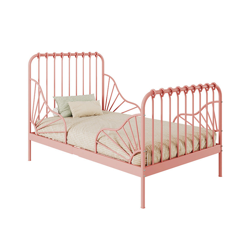 Contemporary Kids Bed Metal Slat Headboard Princess with Footboard Mattress