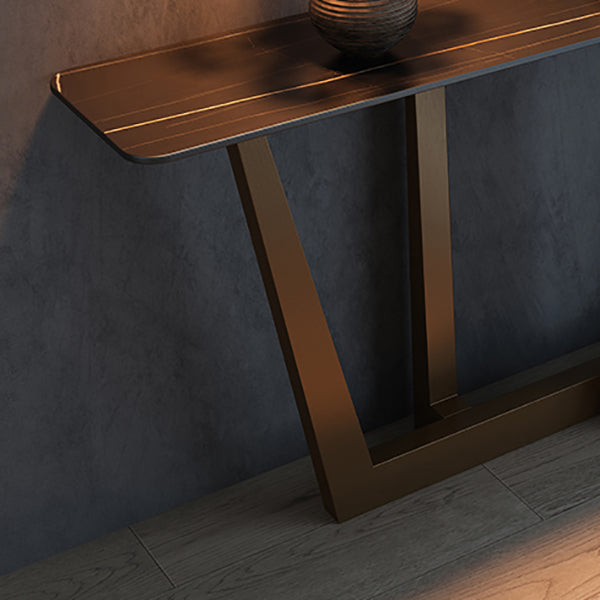 Glam Stone Console Table Rectangle Golden Console Sofa Table for Hall