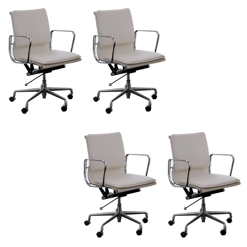 Modern Fixed Arms Chair Leather No Distressing Ergonomic Desk Chair