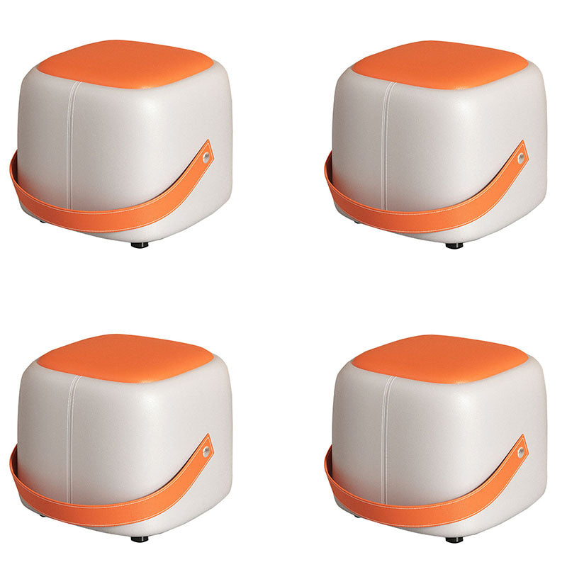 Modern Pouf Ottoman Faux Leather Upholstered Portable Ottoman