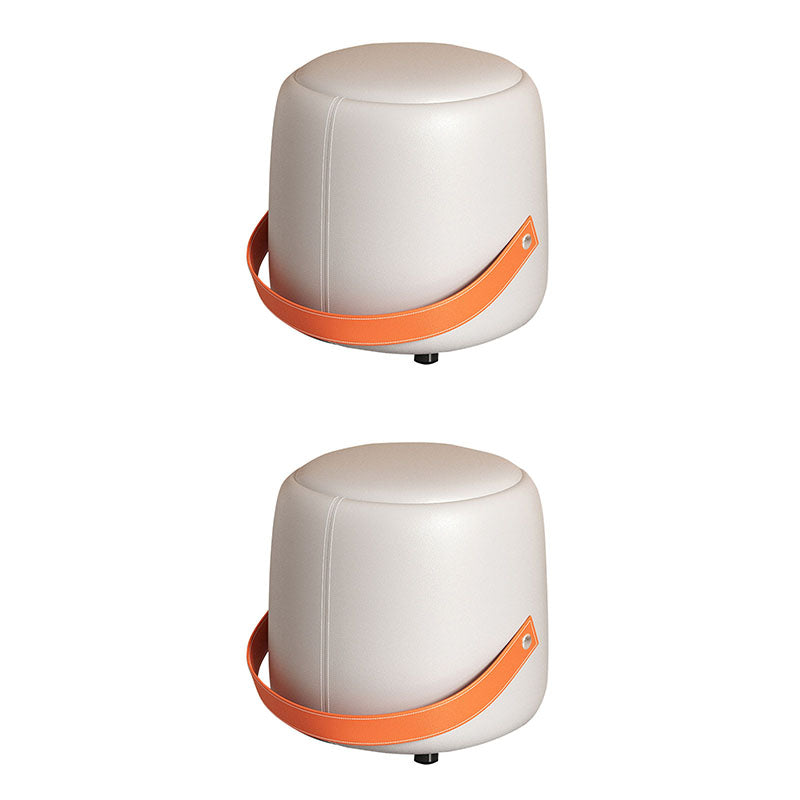 Modern Pouf Ottoman Faux Leather Upholstered Portable Ottoman