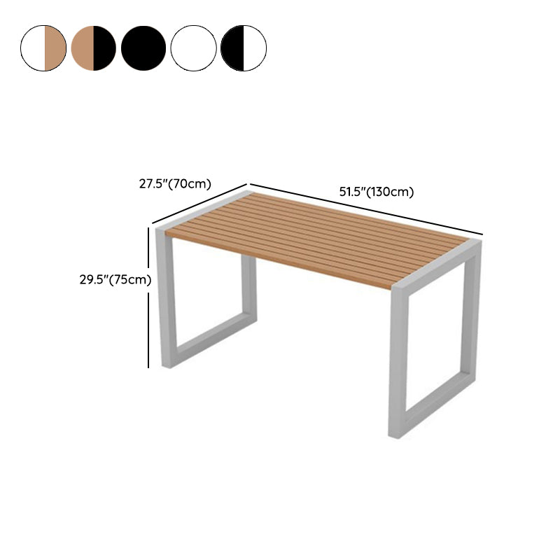 Industrial Rectangle Patio Dining Table 3 PCS Wood Dining Set with Bench