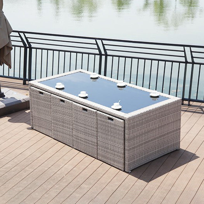 Modern 1/3/5/7/9 Pcs Dining Set Glass Rectangular Dining Table Set