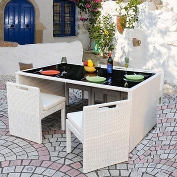 Modern 1/3/5/7/9 Pcs Dining Set Glass Rectangular Dining Table Set
