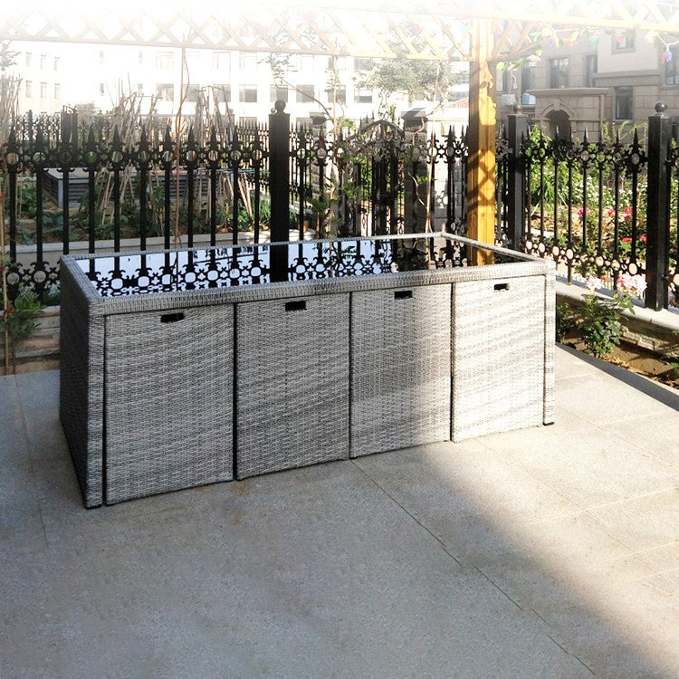 Modern 1/3/5/7/9 Pcs Dining Set Glass Rectangular Dining Table Set