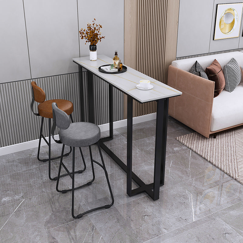 Modern Style Stone Bar Dining Table Rectangle Bar Table in White