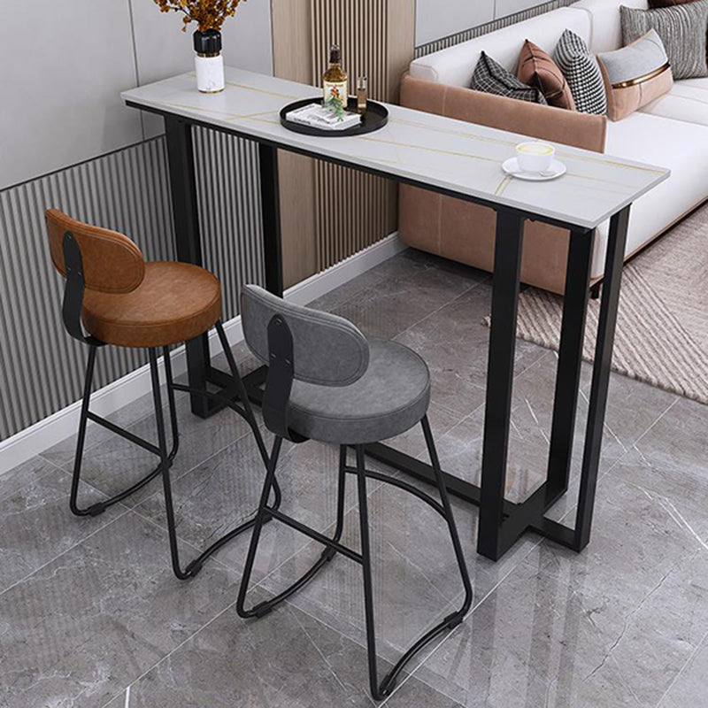 Modern Style Stone Bar Dining Table Rectangle Bar Table in White