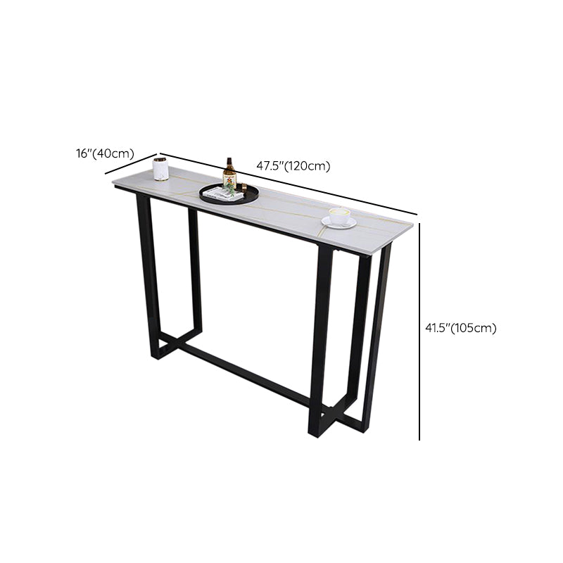 Modern Style Stone Bar Dining Table Rectangle Bar Table in White