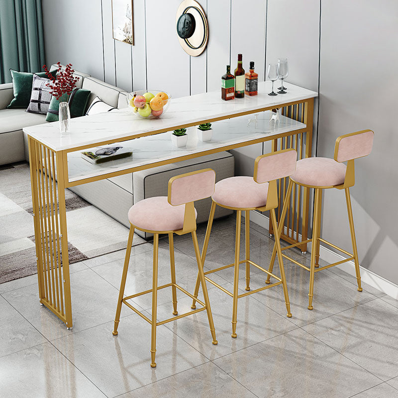 Glam Indoor Bar Dining Table Marble Rectangle Bar Stool Table