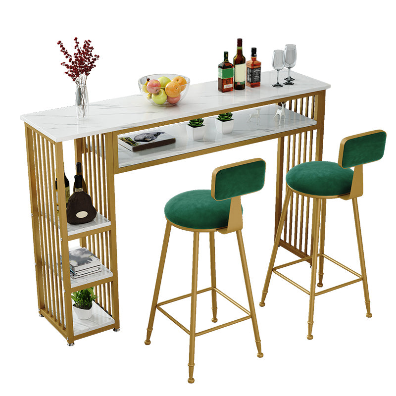 Glam Indoor Bar Dining Table Marble Rectangle Bar Stool Table