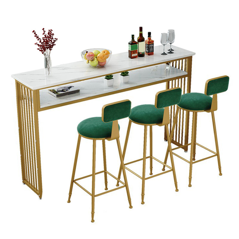 Glam Indoor Bar Dining Table Marble Rectangle Bar Stool Table