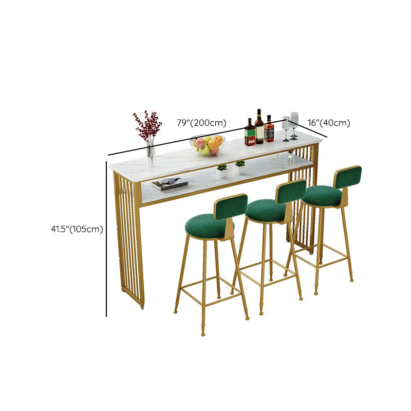 Glam Indoor Bar Dining Table Marble Rectangle Bar Stool Table