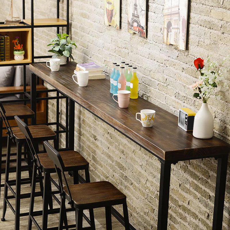 Industrial Indoor Bar Dining Table Metal and Wood Bar Stool Table