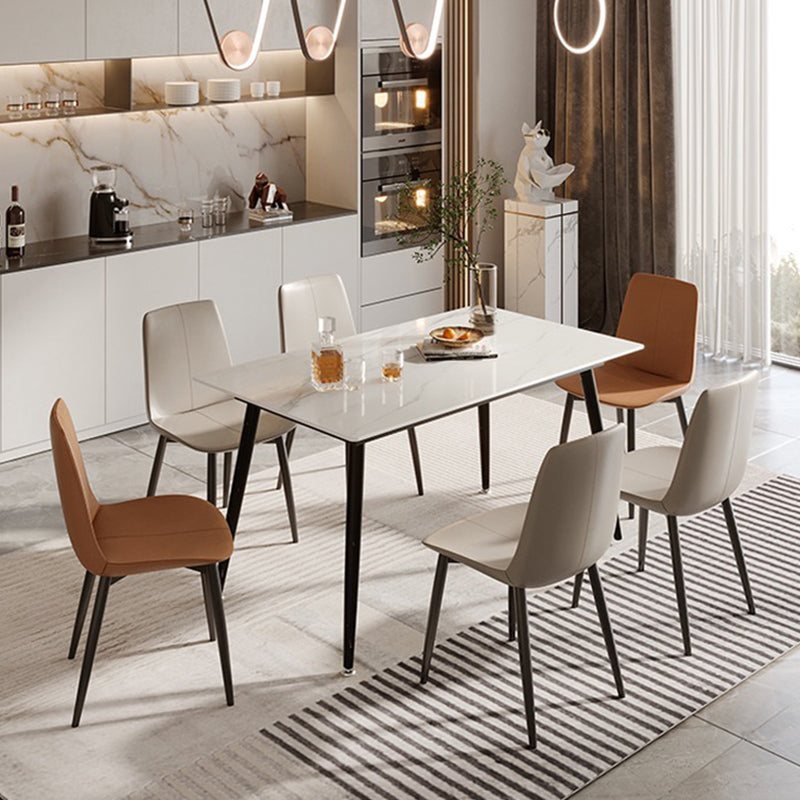 Modern Rectangle Dining Table for Home White Dinette Table with 4 Legs