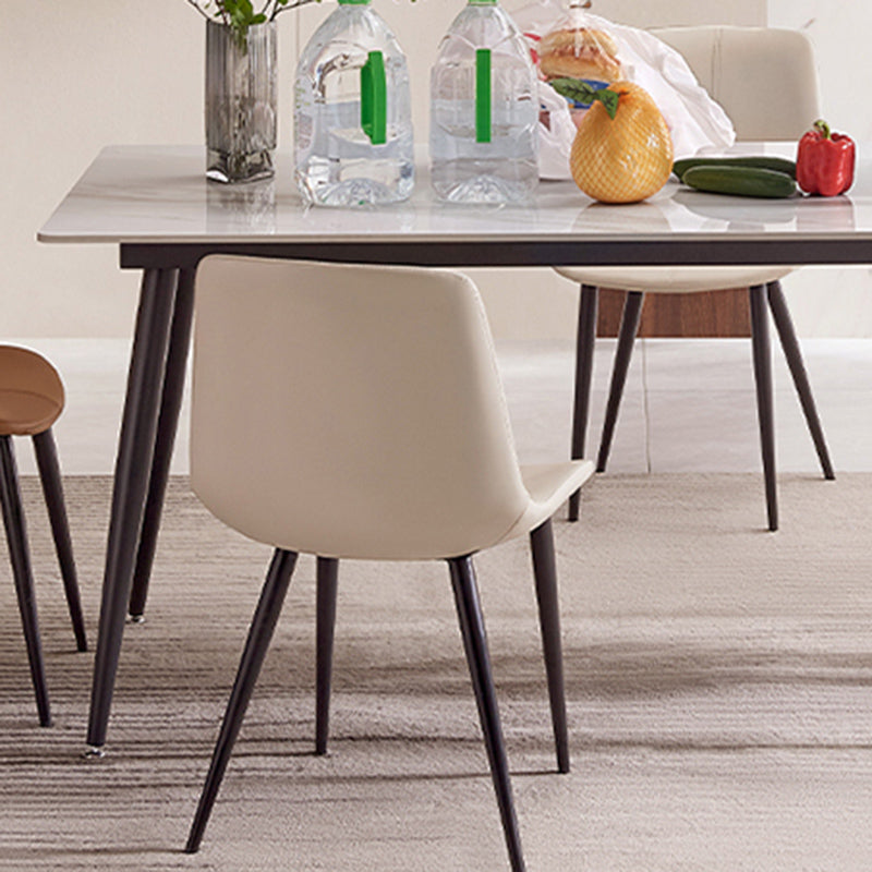 Modern Rectangle Dining Table for Home White Dinette Table with 4 Legs