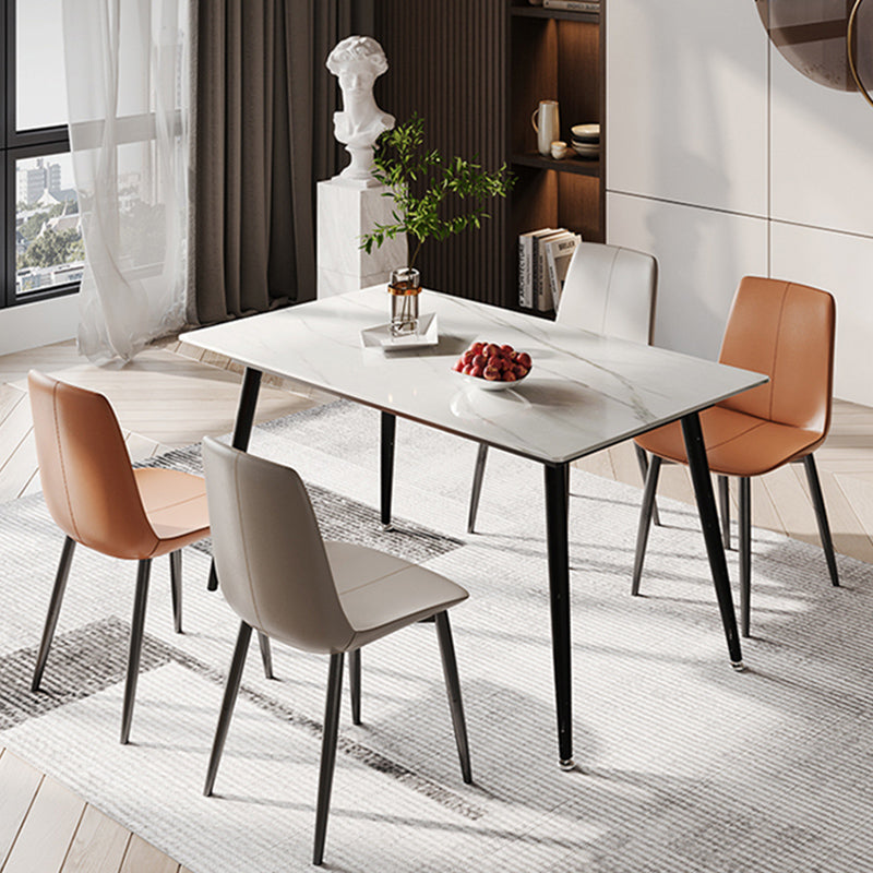 Modern Rectangle Dining Table for Home White Dinette Table with 4 Legs