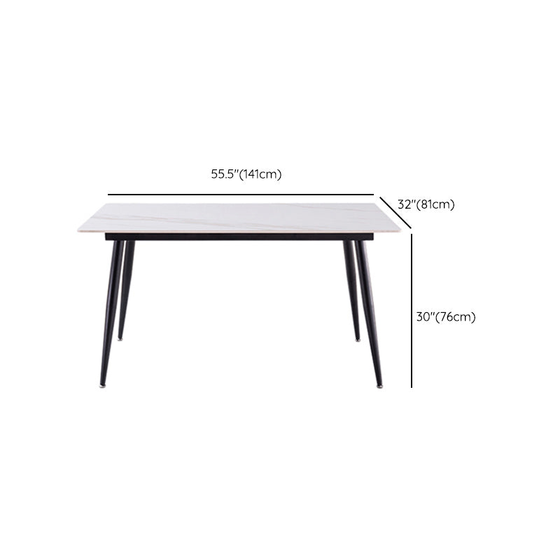 Modern Rectangle Dining Table for Home White Dinette Table with 4 Legs
