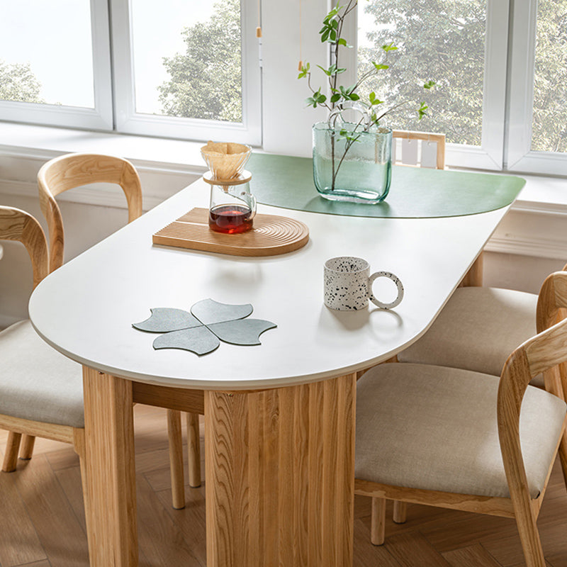 Free Form Dining Table with Ash Wood Base Modern Dinette Table for Home