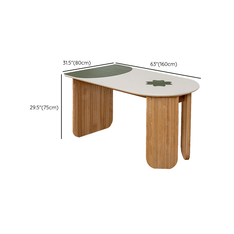 Free Form Dining Table with Ash Wood Base Modern Dinette Table for Home
