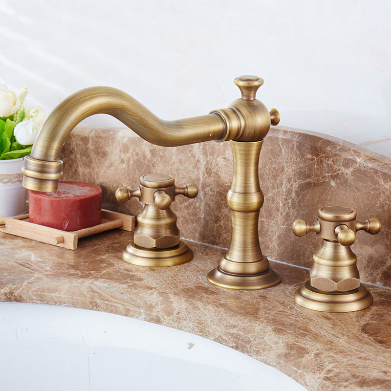 Traditional Vessel Faucet 3 Holes Two-Handle Bathroom Vessel Faucet
