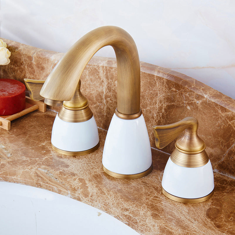 Traditional Vessel Faucet 3 Holes Two-Handle Bathroom Vessel Faucet