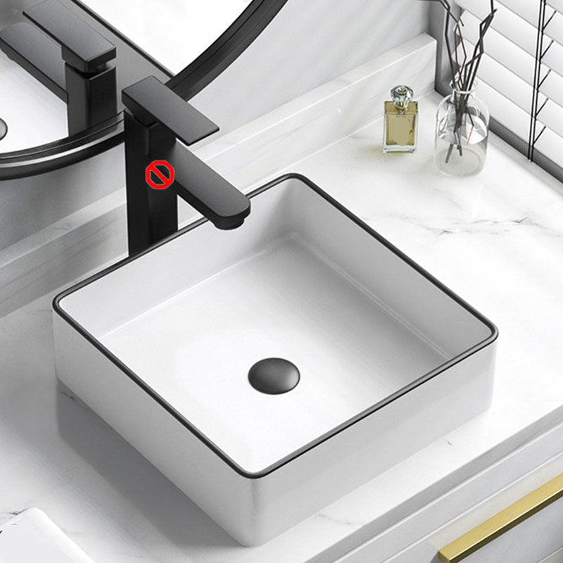 Bathroom Ceramic Sink Rectangular Rod Single Handle Faucet Sink
