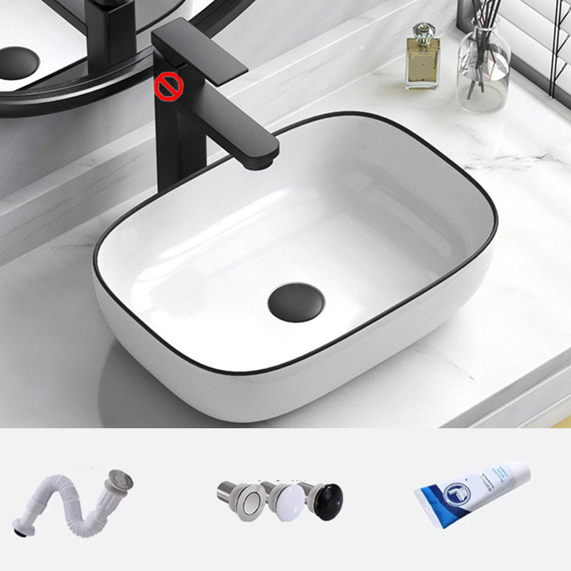 Bathroom Ceramic Sink Rectangular Rod Single Handle Faucet Sink