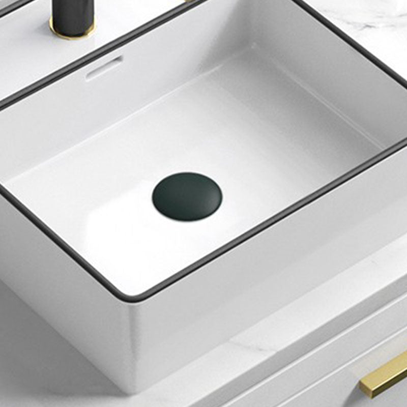Bathroom Ceramic Sink Rectangular Rod Single Handle Faucet Sink