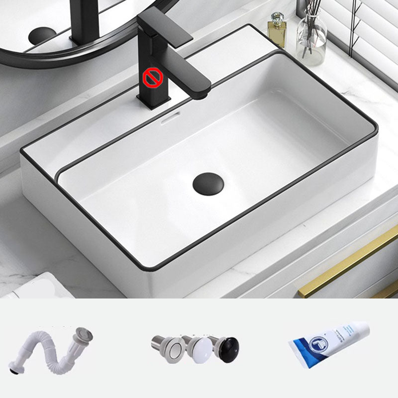 Bathroom Ceramic Sink Rectangular Rod Single Handle Faucet Sink