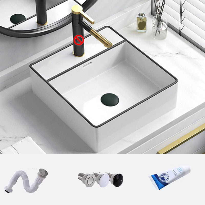 Bathroom Ceramic Sink Rectangular Rod Single Handle Faucet Sink