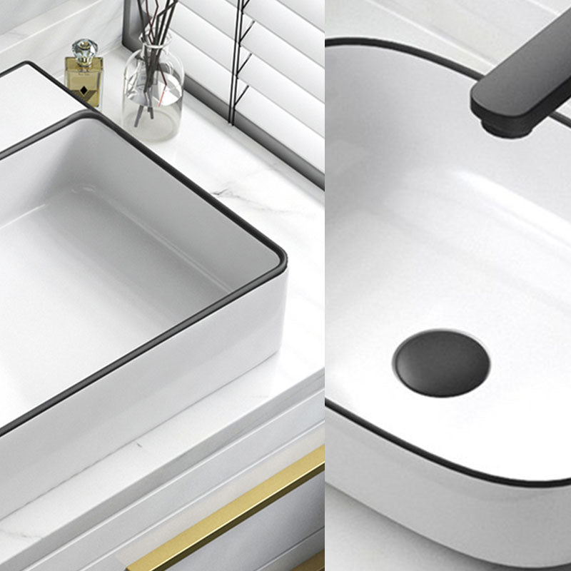 Bathroom Ceramic Sink Rectangular Rod Single Handle Faucet Sink