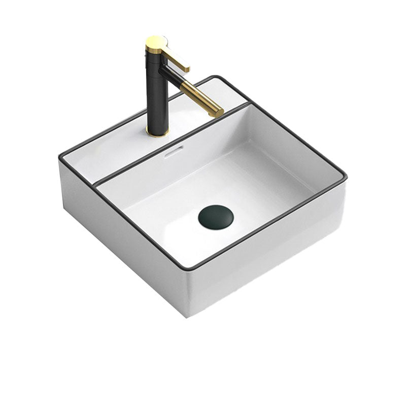 Bathroom Ceramic Sink Rectangular Rod Single Handle Faucet Sink