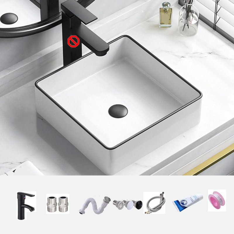 Bathroom Ceramic Sink Rectangular Rod Single Handle Faucet Sink