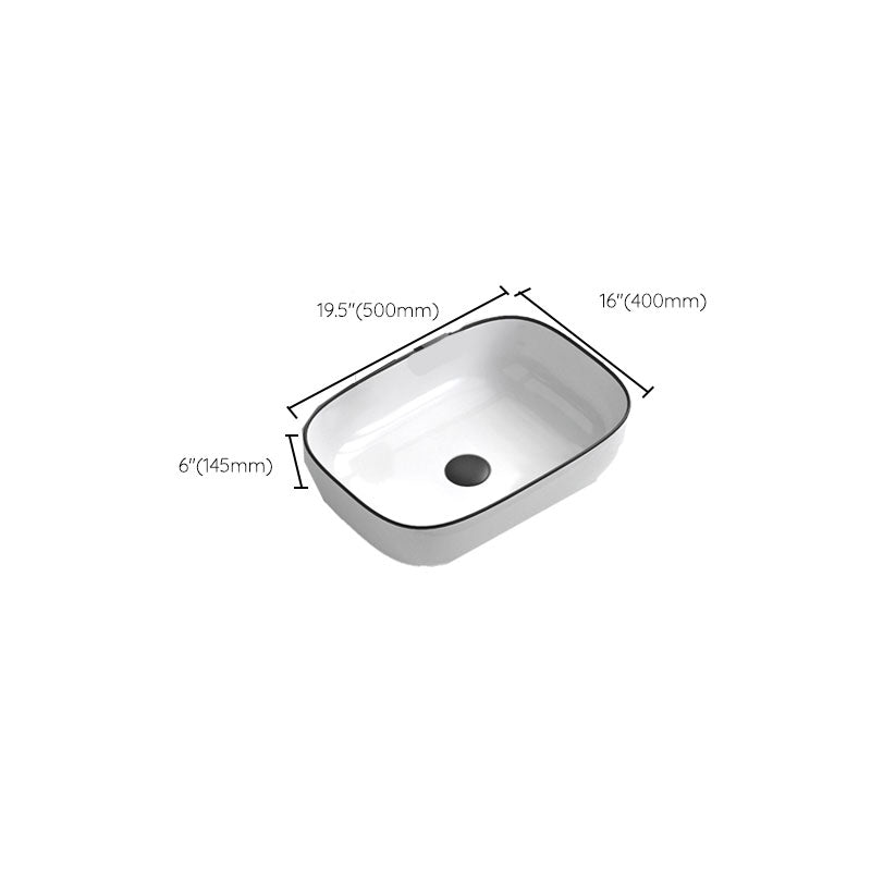 Bathroom Ceramic Sink Rectangular Rod Single Handle Faucet Sink