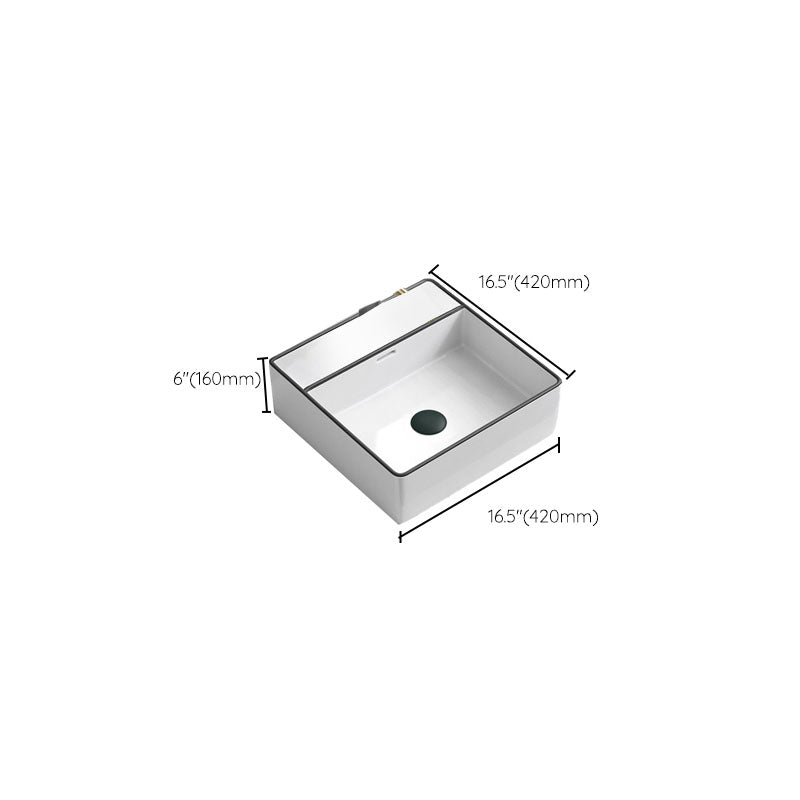 Bathroom Ceramic Sink Rectangular Rod Single Handle Faucet Sink