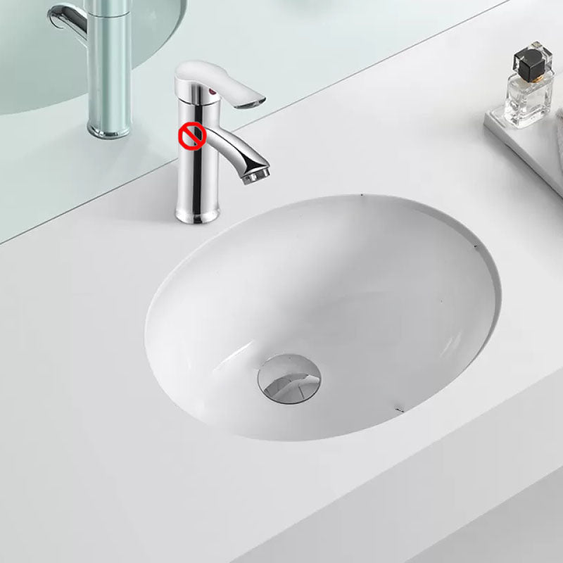 Bathroom Sink Ceramic White Round Anti-spill Sink with Faucet