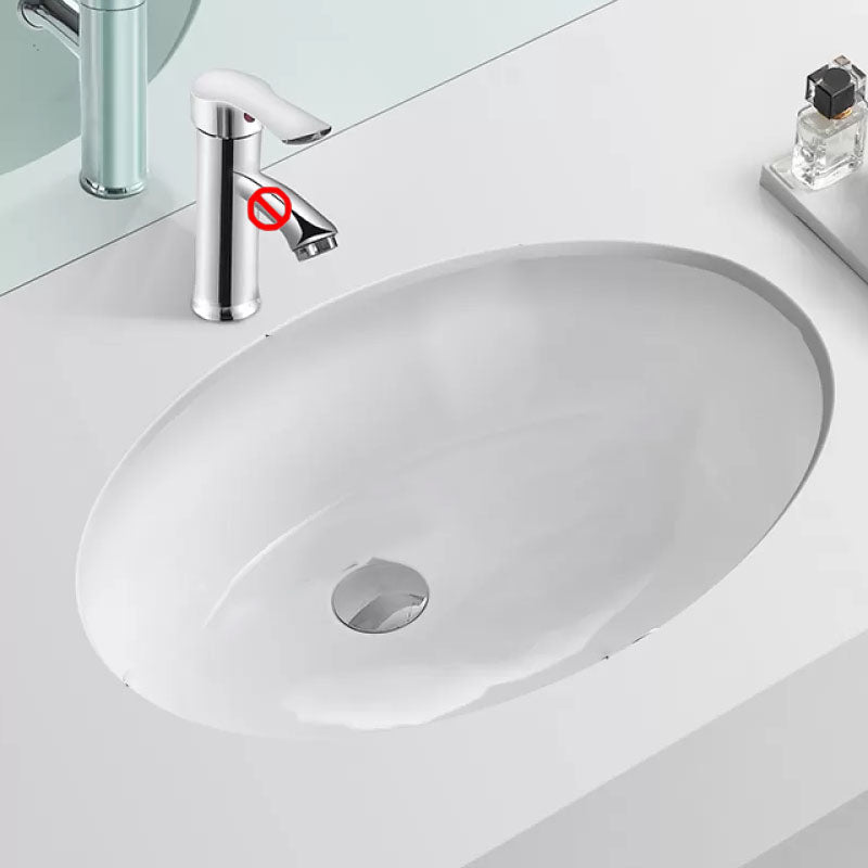 Bathroom Sink Ceramic White Round Anti-spill Sink with Faucet
