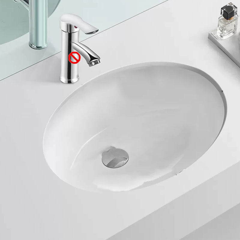Bathroom Sink Ceramic White Round Anti-spill Sink with Faucet
