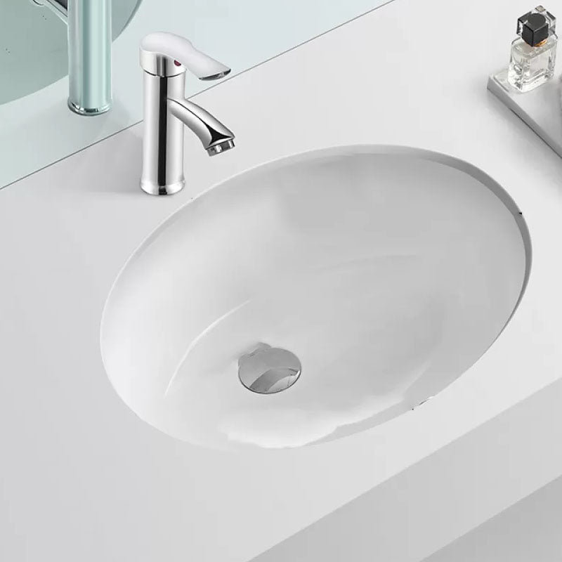 Bathroom Sink Ceramic White Round Anti-spill Sink with Faucet