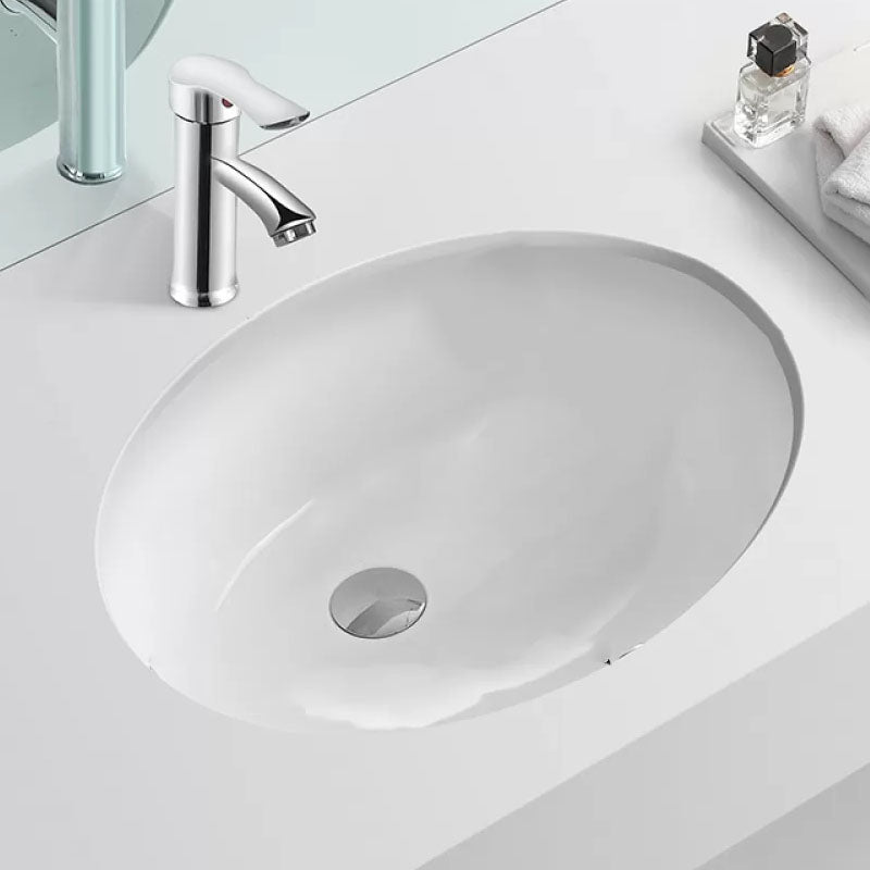 Bathroom Sink Ceramic White Round Anti-spill Sink with Faucet