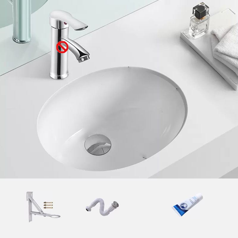 Bathroom Sink Ceramic White Round Anti-spill Sink with Faucet