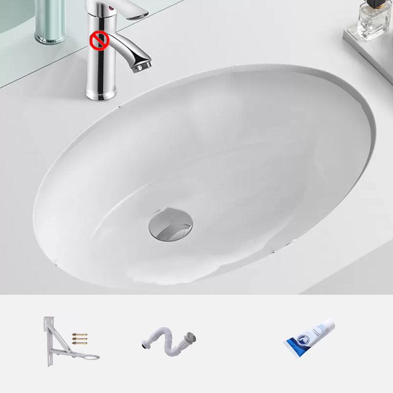 Bathroom Sink Ceramic White Round Anti-spill Sink with Faucet