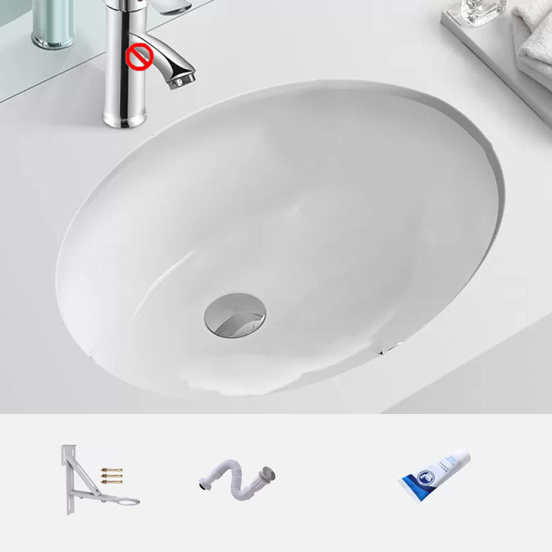 Bathroom Sink Ceramic White Round Anti-spill Sink with Faucet