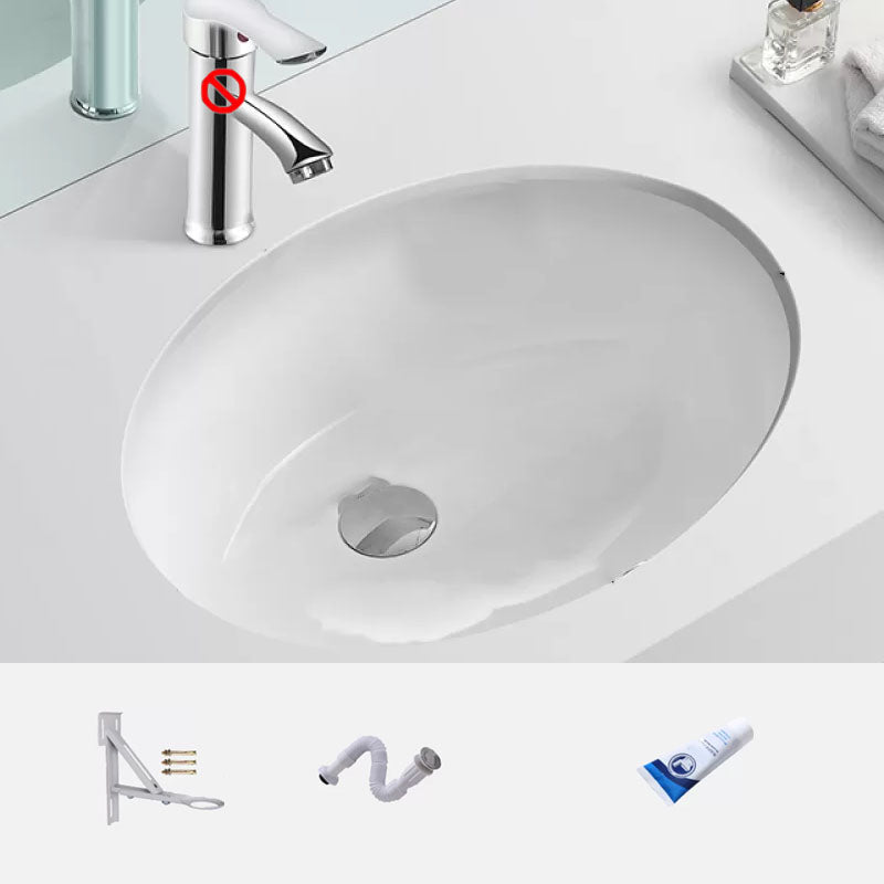 Bathroom Sink Ceramic White Round Anti-spill Sink with Faucet