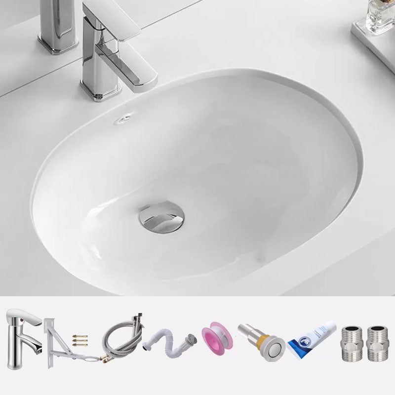 Bathroom Sink Ceramic White Round Anti-spill Sink with Faucet