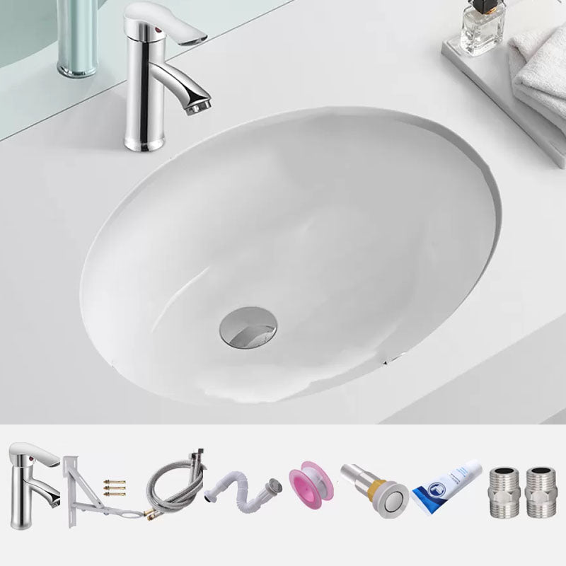 Bathroom Sink Ceramic White Round Anti-spill Sink with Faucet