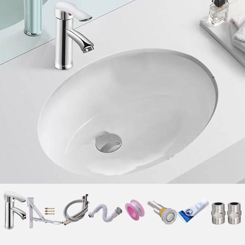 Bathroom Sink Ceramic White Round Anti-spill Sink with Faucet