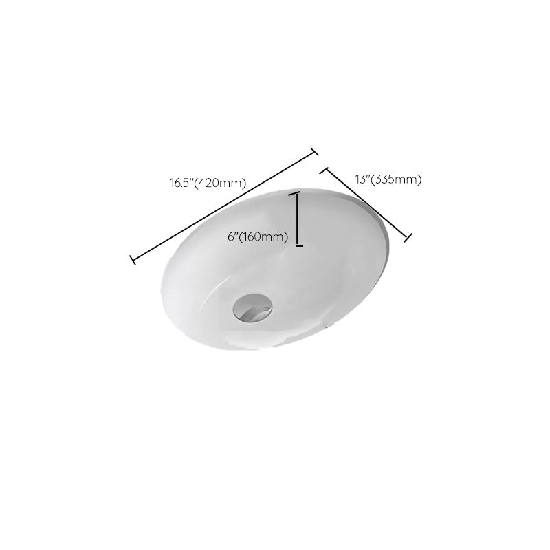 Bathroom Sink Ceramic White Round Anti-spill Sink with Faucet
