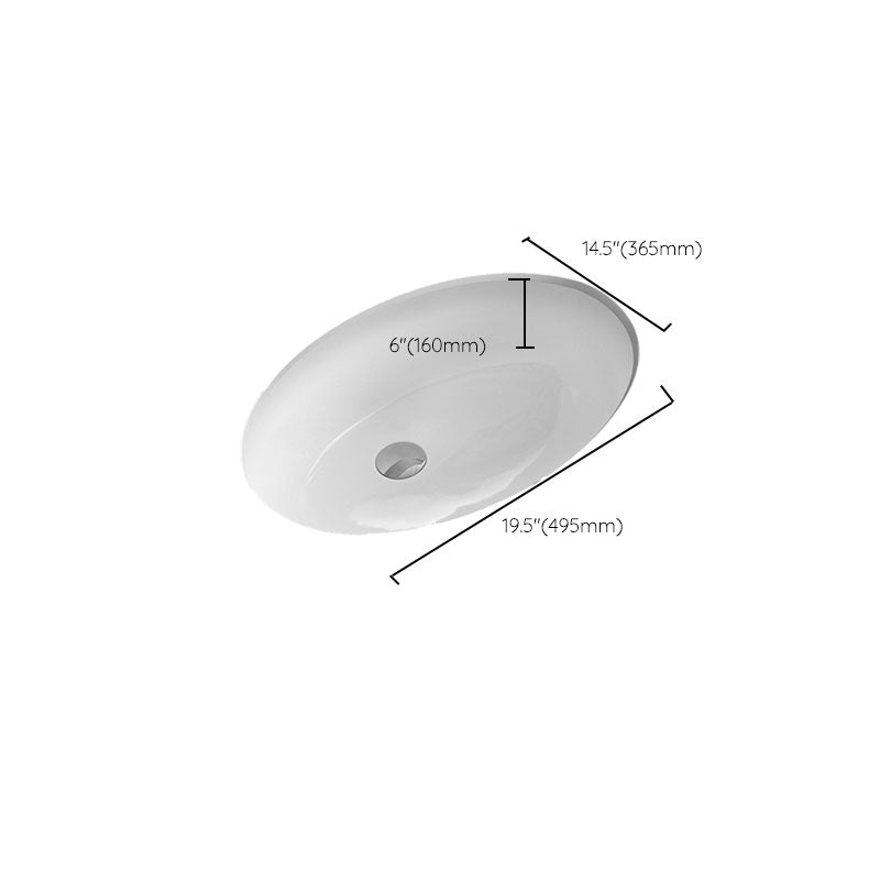 Bathroom Sink Ceramic White Round Anti-spill Sink with Faucet