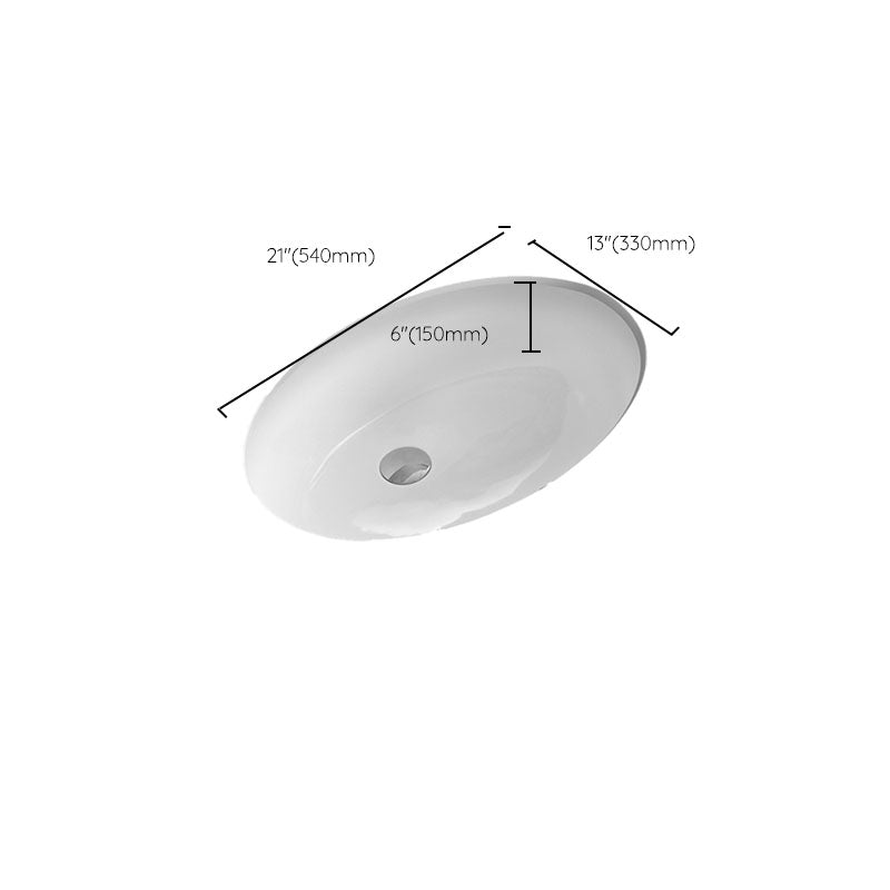 Bathroom Sink Ceramic White Round Anti-spill Sink with Faucet